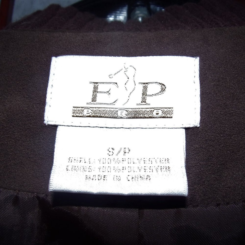 EP Pro Ladies Golf Jacket Brown Faux Suede Ribbed Knit Zippered Size S/P - Picture 10 of 11